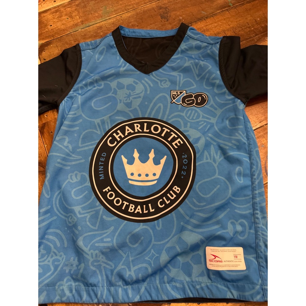 Score Charlotte Football Club MLS GO Youth Soccer Jersey Blue Black YM
